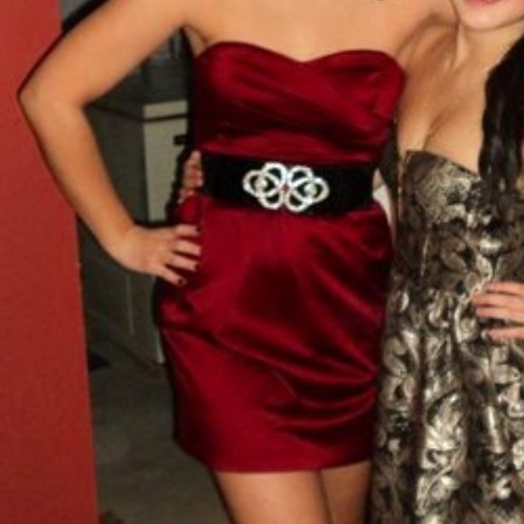 Dynamite Red Satin Strapless Dress - Picture 1 of 3